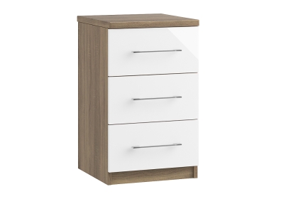 Calgary High-Gloss 3 Drawer Bedside Table Calgary High-Gloss 3 Drawer Bedside Table