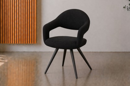 Jasmine Boucle Fabric Black Dining Chair (Pair) Jasmine Boucle Fabric Black Dining Chair (Pair)