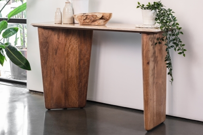 Eden Mango Wood Console Table with Travertine Tops Eden Mango Wood Console Table with Travertine Tops