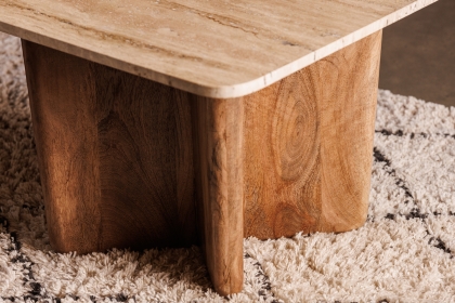 Eden Mango Wood Coffee Table with Travertine Tops Eden Mango Wood Coffee Table with Travertine Tops