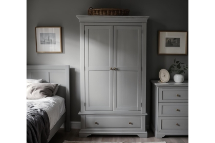 Providence Painted Grey Double Wardrobe with Storage Drawer Providence Painted Grey Double Wardrobe with Storage Drawer