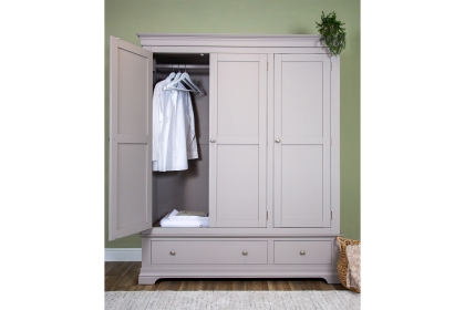 Providence Painted Grey Triple Wardrobe with Storage Drawers Providence Painted Grey Triple Wardrobe with Storage Drawers