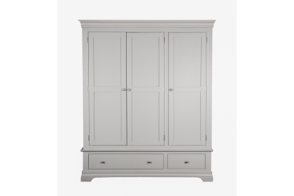 Providence Painted Grey Triple Wardrobe with Storage Drawers Providence Painted Grey Triple Wardrobe with Storage Drawers