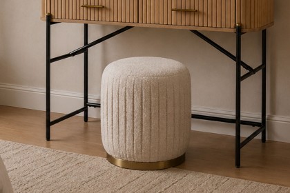 Reed Pleated Boucle Ottoman Stool Reed Pleated Boucle Ottoman Stool