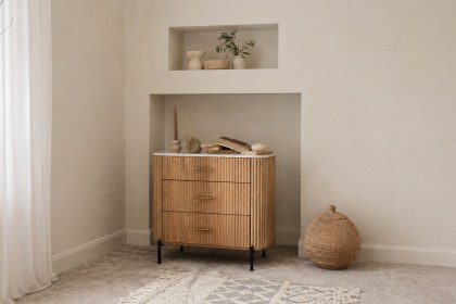 Reed Mango Wood & Marble 3 Drawer Chest of Drawers Reed Mango Wood & Marble 3 Drawer Chest of Drawers