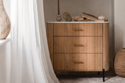 Reed Mango Wood & Marble 3 Drawer Chest of Drawers Reed Mango Wood & Marble 3 Drawer Chest of Drawers