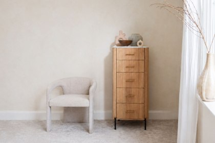Reed Mango Wood & Marble 5 Drawer Tall Chest of Drawers Reed Mango Wood & Marble 5 Drawer Tall Chest of Drawers