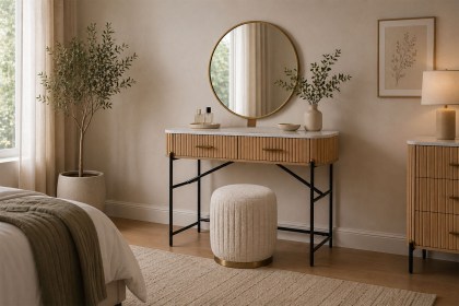 Reed Mango Wood & Marble Dressing Table Gallery Mirror Reed Mango Wood & Marble Dressing Table Gallery Mirror