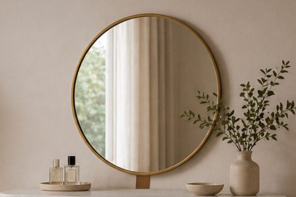 Reed Mango Wood & Marble Dressing Table Gallery Mirror Reed Mango Wood & Marble Dressing Table Gallery Mirror