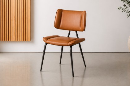 Jack Cognac Tan PU Leather Dining Chair with Industrial Legs (Pair) Jack Cognac Tan PU Leather Dining Chair with Industrial Legs (Pair)