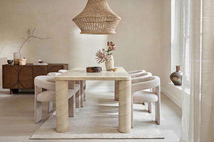 Ida Travertine Stone 200cm Dining Table with Cylindrical Legs Ida Travertine Stone 200cm Dining Table with Cylindrical Legs