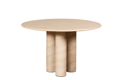Ida Travertine Stone 120cm Round Dining Table with Cylindrical Legs Ida Travertine Stone 120cm Round Dining Table with Cylindrical Legs