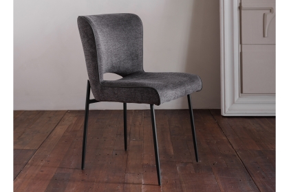 Maya Linen Dining Chair in Dark Grey (Pair) Maya Linen Dining Chair in Dark Grey (Pair)