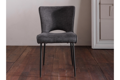 Maya Linen Dining Chair in Dark Grey (Pair) Maya Linen Dining Chair in Dark Grey (Pair)