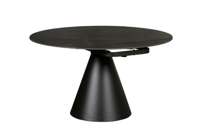Sintered Stone Rounded 85-135cm Twist Extending Dining Table in Black Sintered Stone Rounded 85-135cm Twist Extending Dining Table in Black