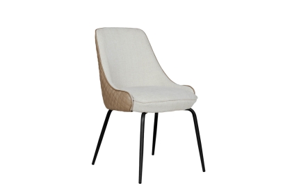 Sadie Biscuit Dining Chair with Fabric Seat and Diamond Leather Back Sadie Biscuit Dining Chair with Fabric Seat and Diamond Leather Back