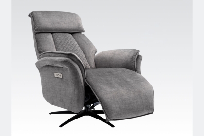 Evo Soft Touch Fabric 360 Swivel Dual Motor Electric Recliner Chair in Grey Evo Soft Touch Fabric 360 Swivel Dual Motor Electric Recliner Chair in Grey