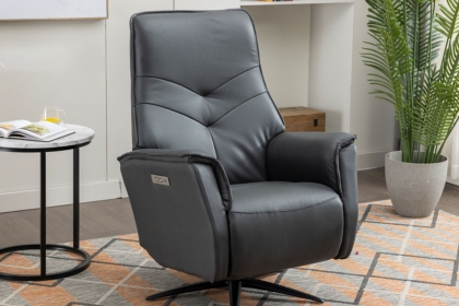 Nico Leather 360 Swivel Dual Motor Electric Recliner Chair in Anthracite Grey Nico Leather 360 Swivel Dual Motor Electric Recliner Chair in Anthracite Grey