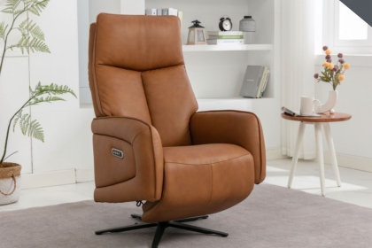 Pablo Leather 360 Swivel Triple Motor Electric Recliner Chair in Camel Pablo Leather 360 Swivel Triple Motor Electric Recliner Chair in Camel