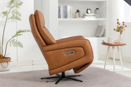 Pablo Leather 360 Swivel Triple Motor Electric Recliner Chair in Camel Pablo Leather 360 Swivel Triple Motor Electric Recliner Chair in Camel