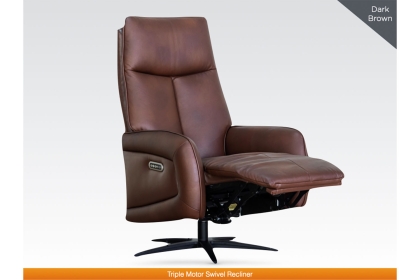 Pablo Leather 360 Swivel Triple Motor Electric Recliner Chair in Dark Brown Pablo Leather 360 Swivel Triple Motor Electric Recliner Chair in Dark Brown