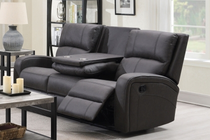 Silva Soft Touch Fabric Recliner 3 Seater Sofa with Drop Down Table and Cup Holders