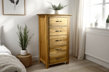 Moda Solid Oak 5 Drawer Wellington Chest of Drawers Moda Solid Oak 5 Drawer Wellington Chest of Drawers