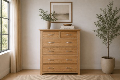 Devon Solid Oak 4 + 2 Chest of Drawers Devon Solid Oak 4 + 2 Chest of Drawers
