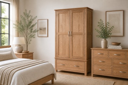 Devon Solid Oak 1 Drawer Wardrobe Devon Solid Oak 1 Drawer Wardrobe