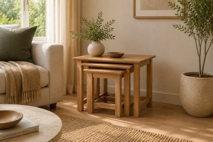 Devon 100% Solid Oak Nest Of Tables Devon 100% Solid Oak Nest Of Tables