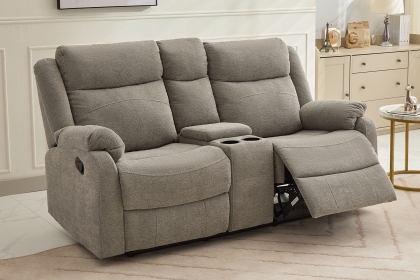 Ellena Light Grey 2 Seater Recliner Sofa with Storage