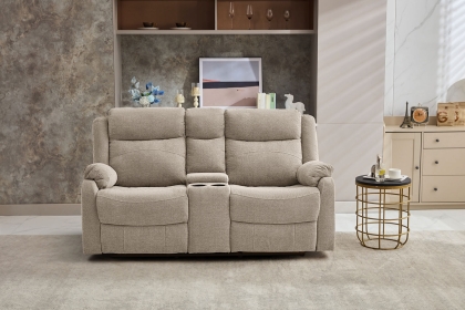 Ellena Oatmeal 2 Seater Recliner Sofa with Storage