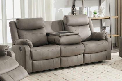 Ellena Soft Grey 3 Seater Recliner Sofa with Table