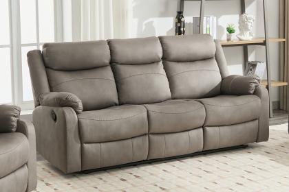 Ellena Soft Grey 3 Seater Recliner Sofa with Table