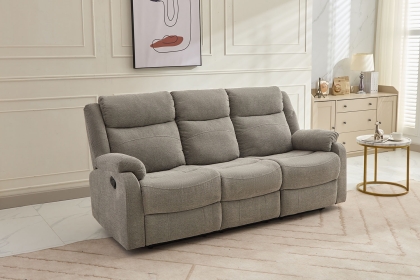 Ellena Light Grey 3 Seater Recliner Sofa with Table