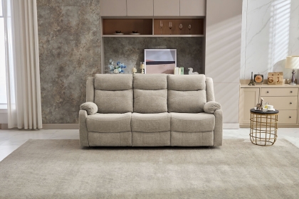 Ellena Oatmeal 3 Seater Recliner Sofa with Table