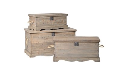 Colonial Reclaimed Pine Set of 3 Blanket Boxes