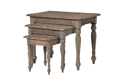 Colonial Reclaimed Pine Nest of 3 Colonial Reclaimed Pine Side Tables