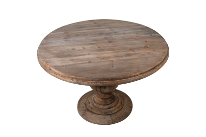 Colonial Reclaimed Pine Round Turned Pedestal Dining Table