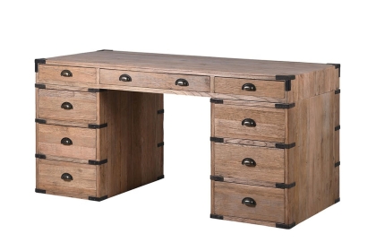 Reclaimed Oak 9 Drawer Home Office Desk