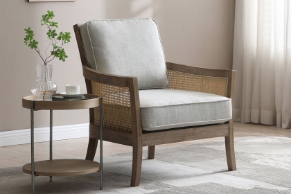 Cecile Rattan Chair with Antique Wood Frame