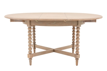 Gallery Direct Artisan Limewash Oak Extending Round Dining Table with Bobbin Detail Gallery Direct Artisan Limewash Oak Extending Round Dining Table with Bobbin Detail