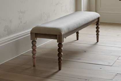 Gallery Direct Artisan Limewash Oak Dining Table Bench with Bobbin Detail Gallery Direct Artisan Limewash Oak Dining Table Bench with Bobbin Detail