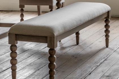 Gallery Direct Artisan Limewash Oak Dining Table Bench with Bobbin Detail