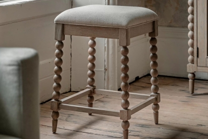 Gallery Direct Artisan Limewash Oak Bar Stool with Bobbin Detail