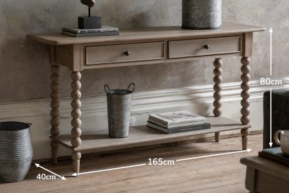 Gallery Direct Artisan Limewash Oak Console Table with Bobbin Detail Gallery Direct Artisan Limewash Oak Console Table with Bobbin Detail