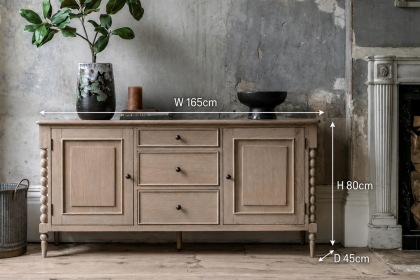 Gallery Direct Artisan Limewash Oak Large Sideboard with Bobbin Detail Gallery Direct Artisan Limewash Oak Large Sideboard with Bobbin Detail