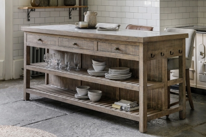Gallery Direct Vancouver Rustic Pine Large Kitchen Island with Marble Top Gallery Direct Vancouver Rustic Pine Large Kitchen Island with Marble Top