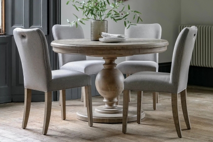 Gallery Direct Vancouver Rustic Pine Round Extending 120-160cm Dining Table & x4 Chairs Gallery Direct Vancouver Rustic Pine Round Extending 120-160cm Dining Table & x4 Chairs