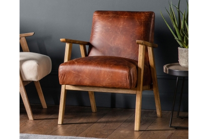 Gallery Direct Neyland Vintage Brown Leather Armchair